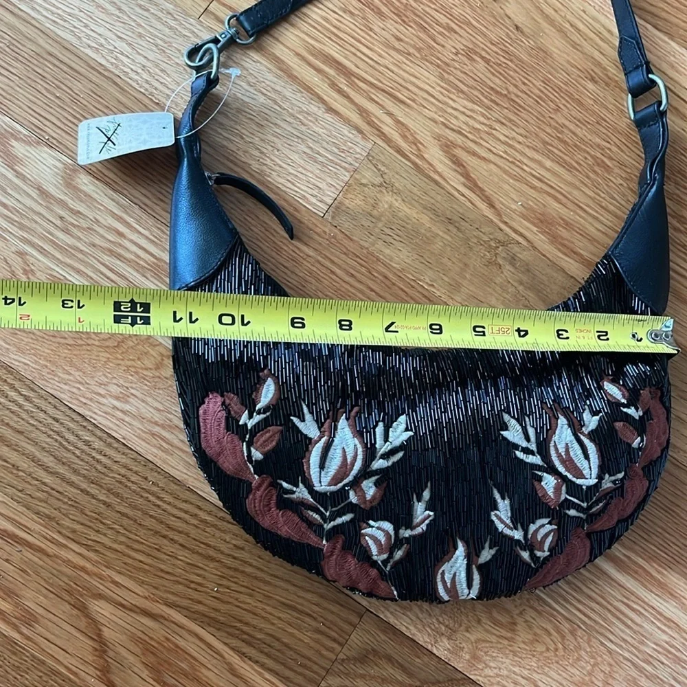 Free People Bugle Bead Clutch - Black NWT